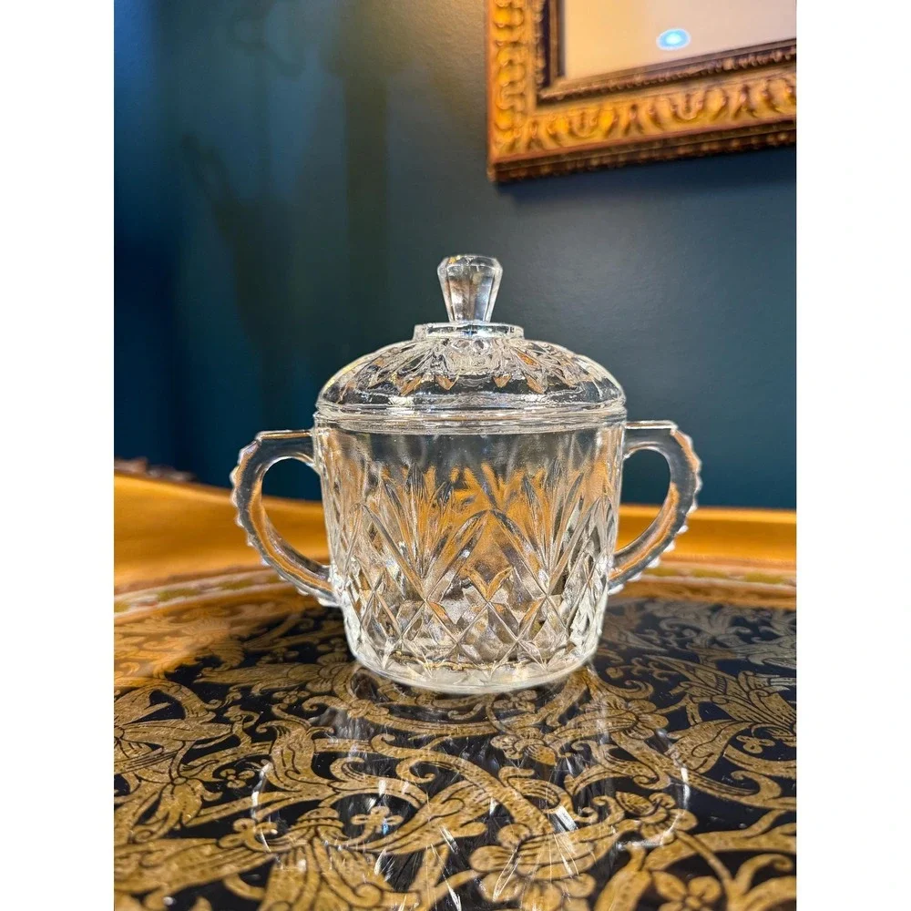 Vintage Anchor Hocking Prescut‎ Lidded Jar: Star of David Candy Dish